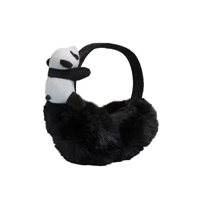 俞兆林 熊猫耳套秋冬季保暖少女耳包可折叠耳捂防寒冻可爱耳暖 毛绒 耳罩 男女同款情侣款