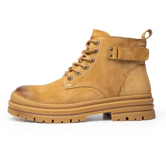 头层猪皮 高帮英伦风复古户外厚底百搭通勤男靴 及踝 马丁靴 男款