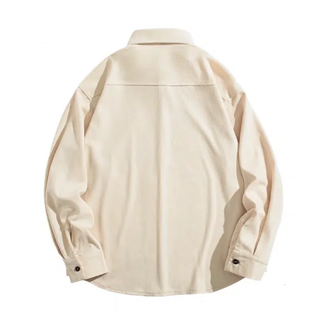 棉致 弯嘴笑脸简约纯色细斜纹肌理手感挺阔内里复合摇粒绒加绒加厚长袖衬衫 男女同款