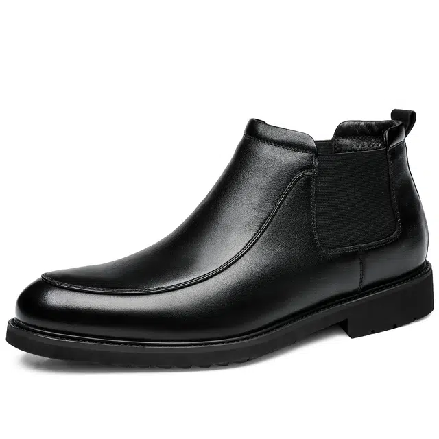 法派 潮流商务靴 中筒 切尔西靴 男款 黑色