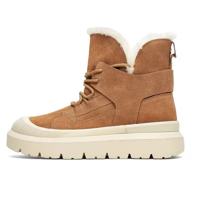 威世米邦 牛反绒 保暖防滑包裹性 户外防寒休闲加绒加厚厚底 短筒 雪地靴 男女同款