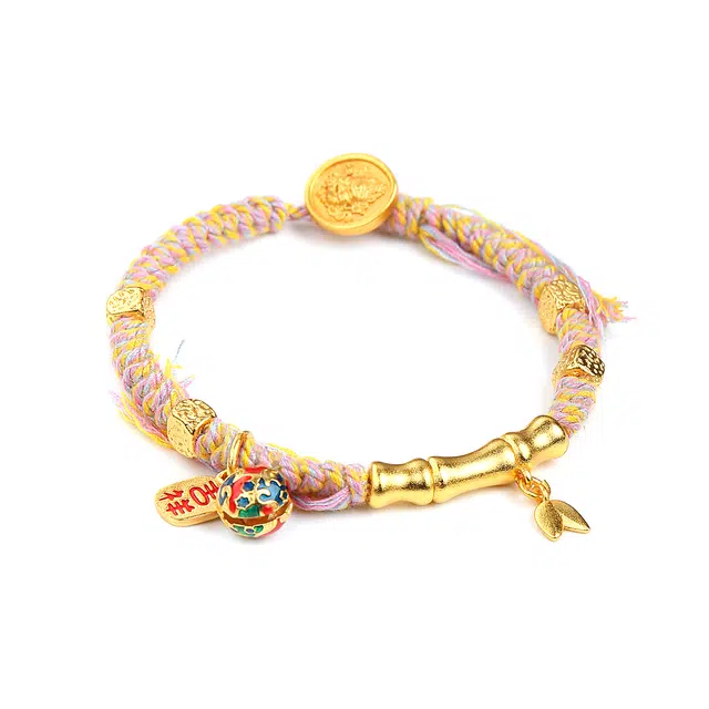 谧月珠宝 节节高升 新中式福字民族风古法珐琅黄财神轻奢精致高级感百搭手工可调节久不掉色好运 合金 手链 男女同款情侣款