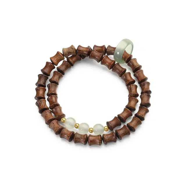 【节节高升】 京华录 双圈叠戴串珠温柔典雅气质 小众福气满满百搭通勤简约高级感 学业有成考试上岸#好运 花梨木 手串 男女同款情侣款