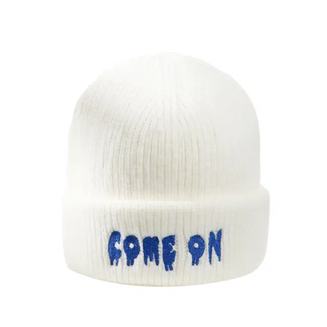 俞兆林 韩系户外双翻边字母刺绣保暖简约百搭 腈纶 绒线帽 男女同款情侣款