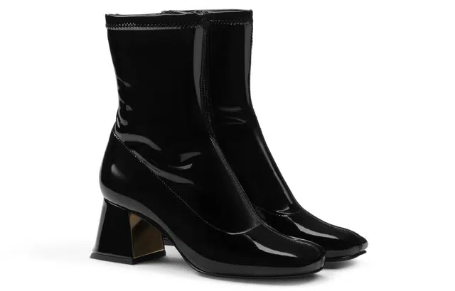 CHARLES&KEITH PU Square Toe Ankle Boots