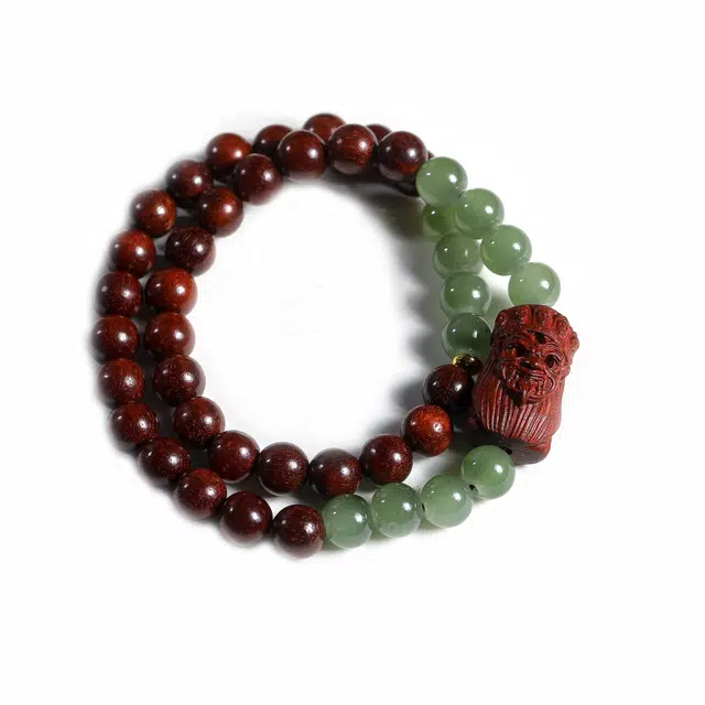 物㯖 国潮新中式双圈文玩 诸事顺遂好运连连佛珠念珠轻奢高级小众设计考试上岸寓意好串#幸运配饰 紫檀属 木作手串 男女同款情侣款