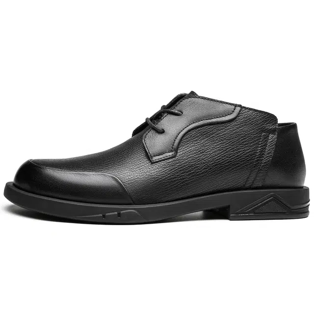 法派 头层牛皮 纯色舒适简约百搭 短靴 男款 黑色