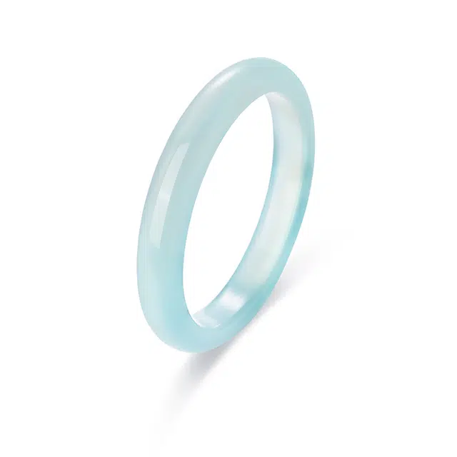 金六福吉祥 烟雨江南 青空翠韵 新中式国潮风古风油青色镯子温婉气质优雅复古民族风白月光小清新素圈素雅旗袍汉服叠戴贵妃镯 玉髓 手镯 女款