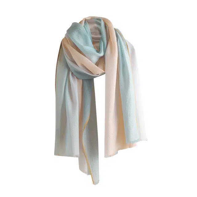 杭丝路 轻薄拼色百搭日常休闲田园风披肩 绵羊毛 绒线围巾 女款