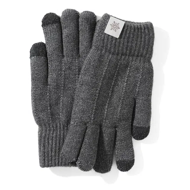 俞兆林 加厚保暖开车 户外骑行电动车防风防寒简约百搭加绒针织可触屏 锦纶 绒线手套 男款