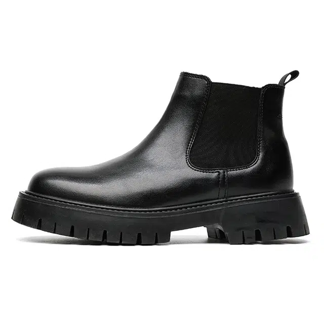 威世米邦 超纤皮 简约百搭 厚底英伦 短筒 切尔西靴 男款 黑色