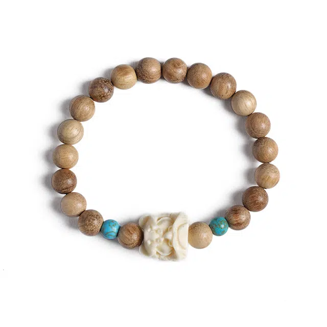 九隆古 国潮瑞兽醒狮 时来运转 诸事顺遂 招财纳福 有钱花文玩盘玩佛珠转运珠手饰  礼盒装 奶香木 手串 男女同款情侣款