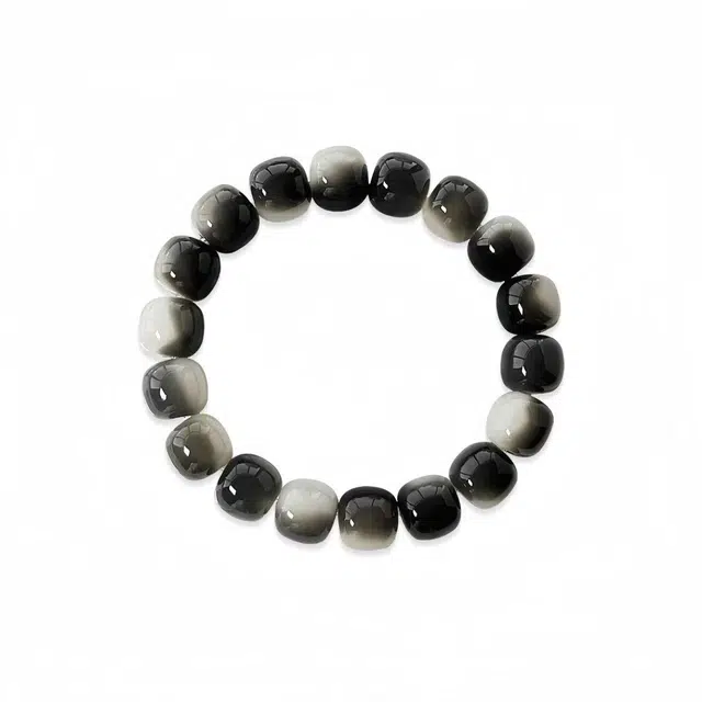 月岚 国潮新中式水墨渐变桶珠绕指柔 白玉菩提 手串 男女同款情侣款