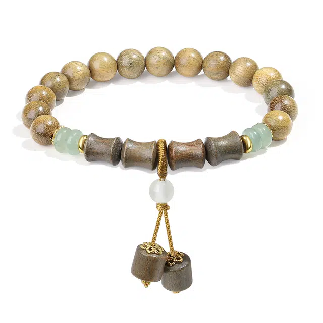 【普陀山官方已过香】 普陀山文创 复古民族风转运佛珠新中式节节高升竹节设计手饰 好运 绿檀 手串 男女同款情侣款