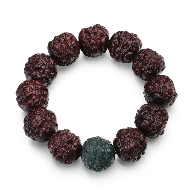 彗时 八方来财财吞金兽貔貅源滚滚诸事顺利佛珠圣诞招财纳福六字箴言转运珠吞金兽貔貅 礼盒 紫檀属 手串 男款