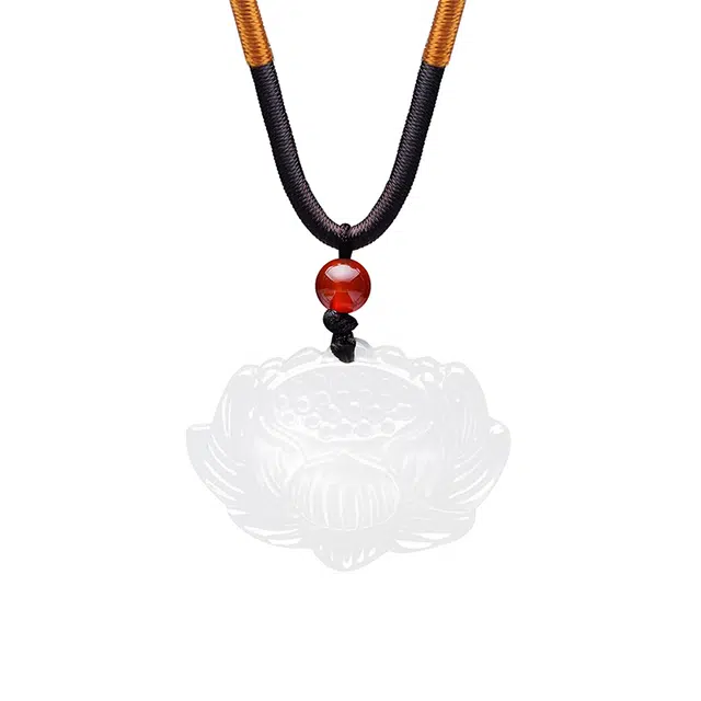 金大福 冰清雪莲 新中式国潮 好运莲莲喜乐平安 优雅温婉气质时尚百搭 小众高级感锁骨链#好运  玉髓 项链 男女同款情侣款