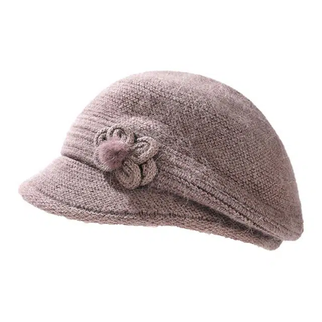 山一丸 冬季新款韩版保暖帽 加厚中老年针织帽 兔毛 绒线帽 女款