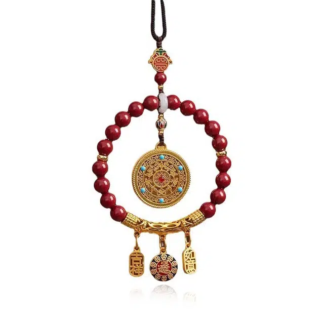 金六福吉祥 平安如意高档五福圆满车内后视镜 #好运 朱砂 挂件 男女同款情侣款