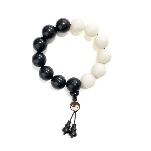 九隆古 太极阴阳八卦 龙凤黑白配霸气文玩盘玩佛珠转运珠简约 国潮新中式串珠手饰#好运 本命年礼盒 檀木 手串 男女同款情侣款