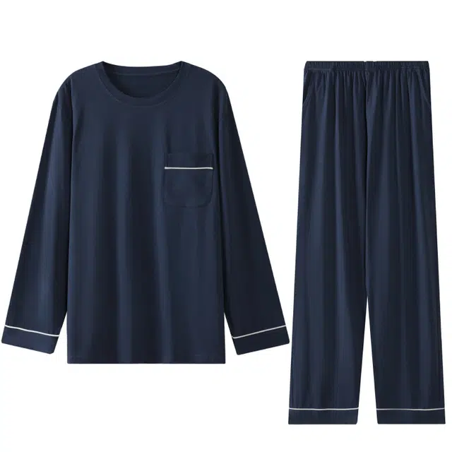 好福份 可外穿休闲中腰长袖长裤睡衣套装 男款 图片色