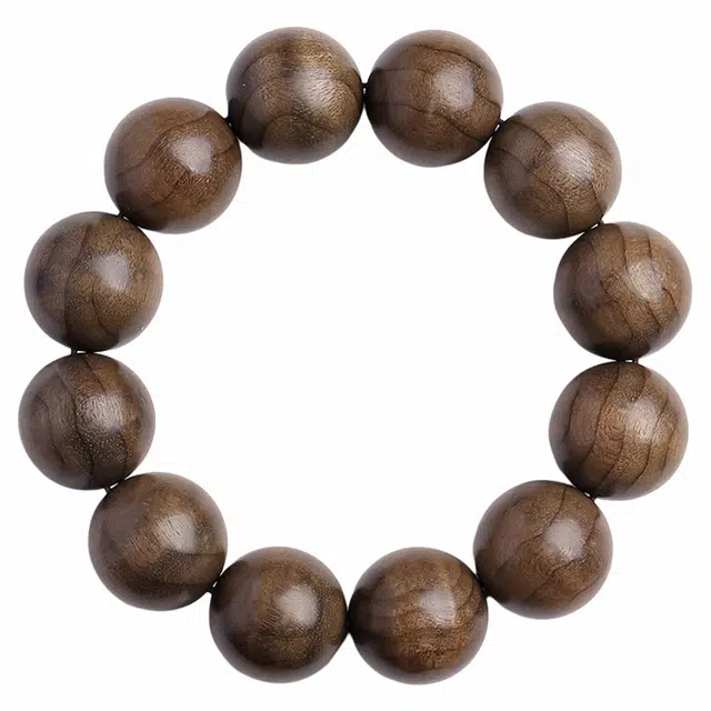 月印百川 收藏级金丝水波纹圆珠文玩 盘玩高油密古风转运念珠 新中式国潮复古设计 日常通勤百搭 楠木 木作手串 男女同款情侣款