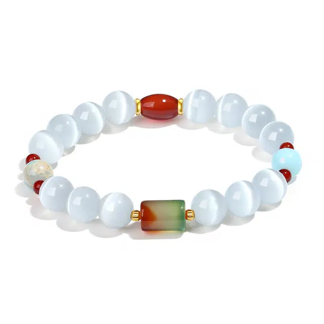 普陀山文创 新中式复古国风高级感气质招财纳福转运高颜值手饰 生日送礼#好运礼 猫眼石 手串 女款