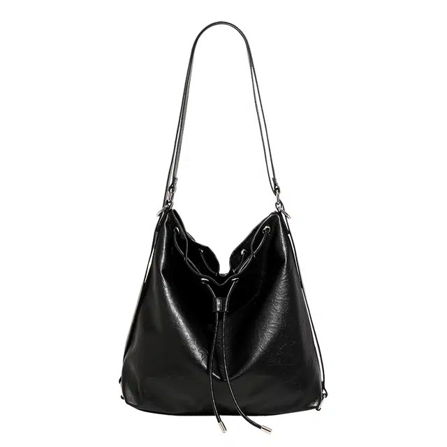 恒源祥 秋冬季法式复古时尚百搭腋下包可当背包大气高级感托特包百搭软皮手提斜挎包 牛皮 单肩包 常规 女款 黑色/白色