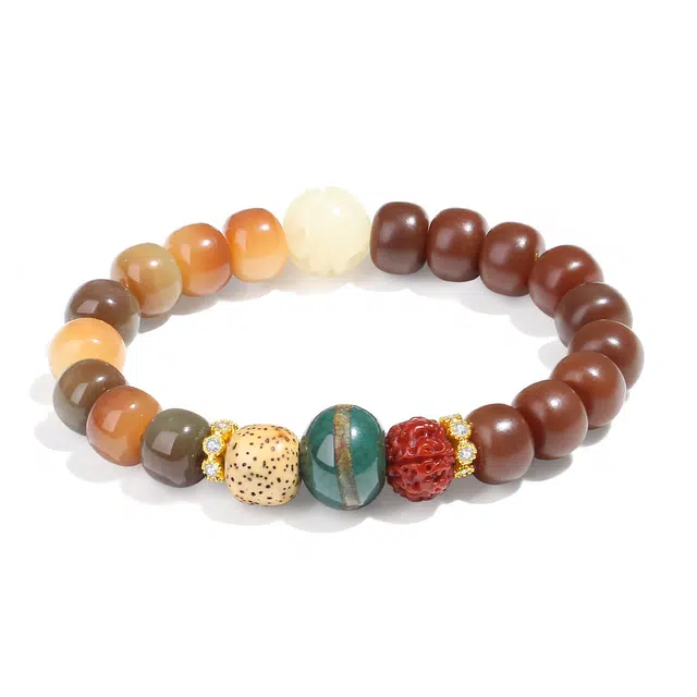 【普陀山官方已过香】 普陀山文创 新中式多宝纳福转运复古国风盘玩文玩佛珠#好运 菩提根 手串 男女同款情侣款