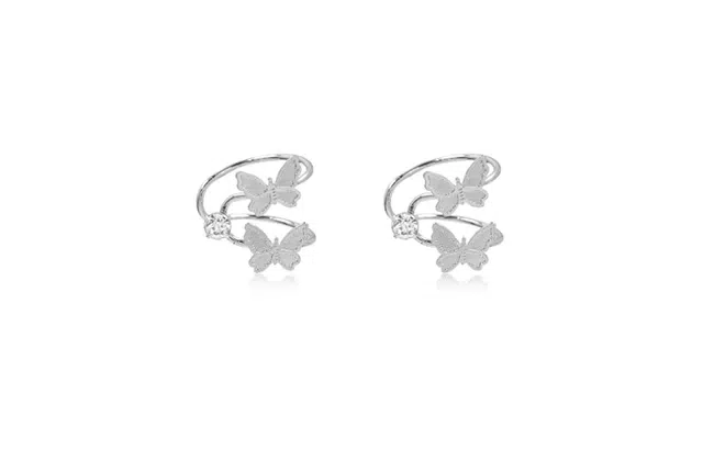尚银福 蝶舞纷飞 蝴蝶萦绕无耳洞 气质高级感小众设计 拉丝工艺 合金 耳夹 女款