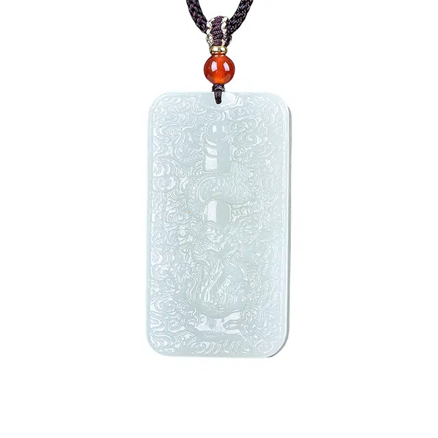 舒杰 国风生肖龙牌 和田玉 白玉/青白玉 男款