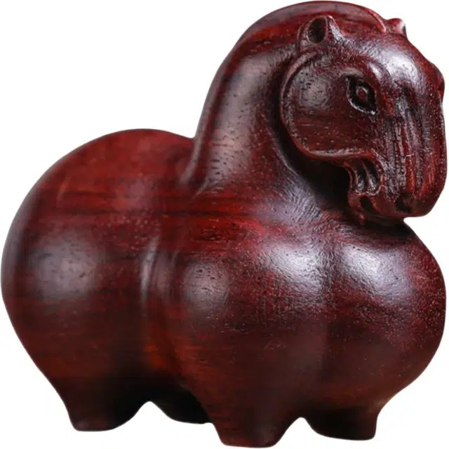 吉千年 新中式复古潮流风 好运 招财进宝 生肖马  唐代战马 唐马赞比亚 血檀 木作把件 男女同款情侣款