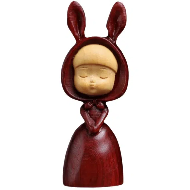 吉千年 顺丰包邮 新中式复古潮流风 好运 进宝 可爱 文玩   雕刻 兔子精灵赞比亚 血檀 把件 男女同款情侣款