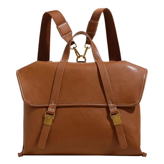 恒源祥 学院风香风可爱百搭小众高级质感简约通勤大容轻便休闲 牛皮 双肩包 女款 多色