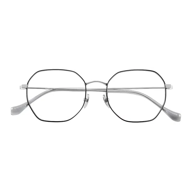 防蓝光老花镜 夕阳红 减龄修颜 纯钛 不规则/多边形 功能性眼镜 男女同款情侣款 银间黑