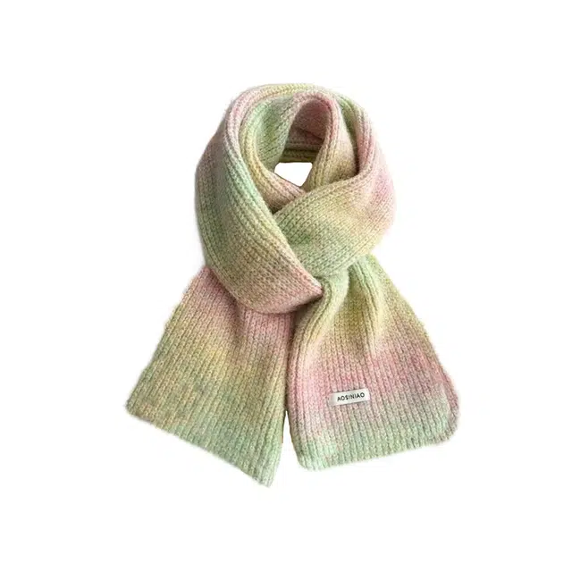 浪莎 彩虹渐变冬季保暖韩系百搭氛围感 绒线围巾 男女同款情侣款
