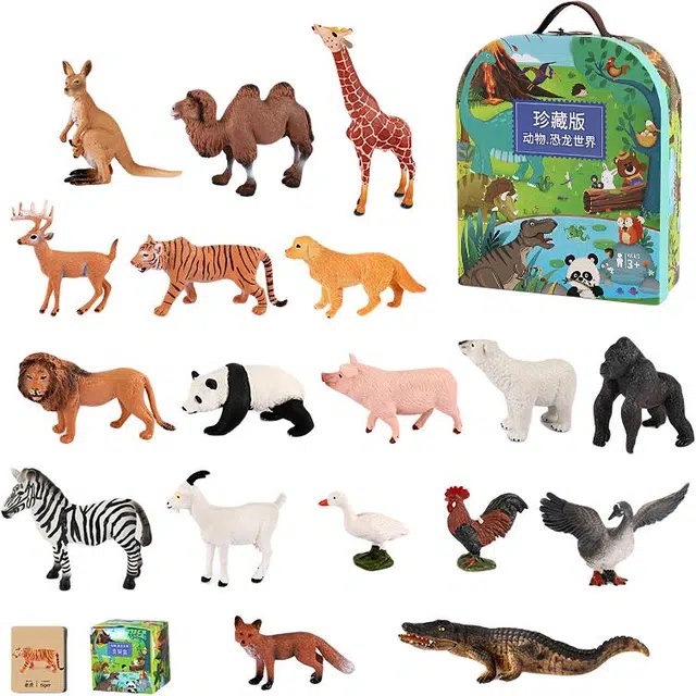 纽奇 恐龙世界 动物模型套装 霸王龙三角龙 早教益智玩具