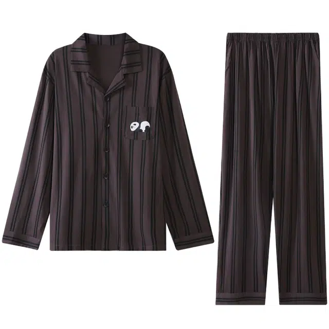 好福份 透气亲肤休闲长袖长裤可外穿睡衣套装 男款 图片色