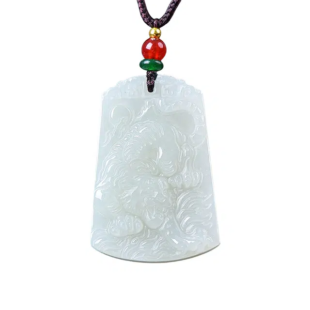 舒杰 本命年生肖虎牌 和田玉 白玉/青白玉 男女同款情侣款