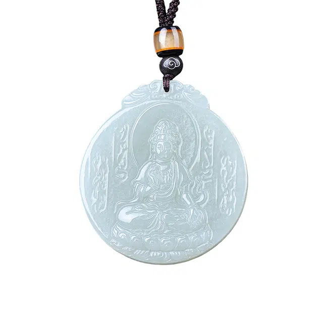 舒杰 国风转运吉祥观音 和田玉 白玉/青白玉 男款