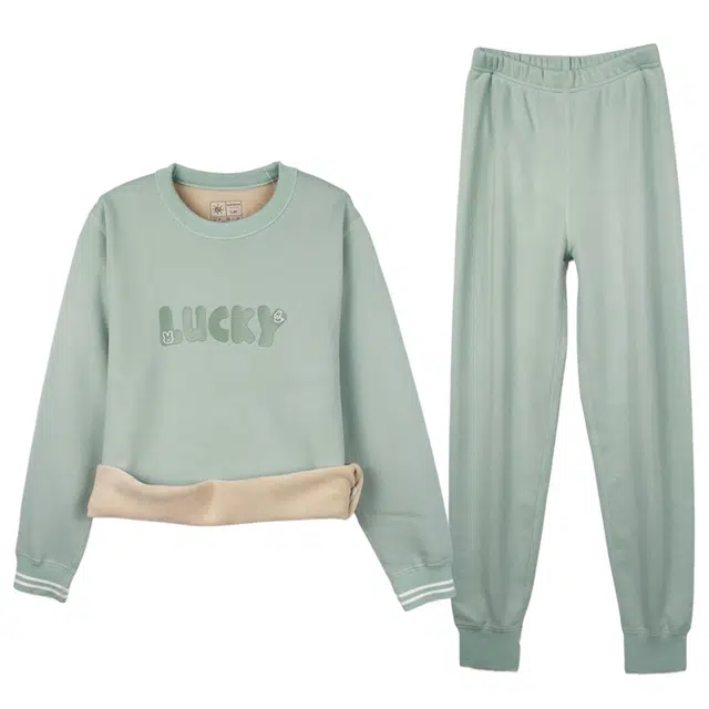 宜而爽 加绒加厚校服神器青少年锁温亲肤舒适防寒保暖套装 女款