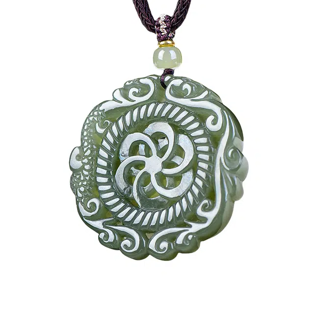 舒杰 新中式龙凤佩情侣项链 和田玉 青白玉 男女同款情侣款