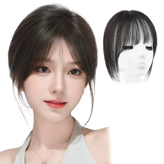 晚晚风 法式刘海假发片 自然前额 全真人发丝 蓬松高颅顶 增发量 遮白发