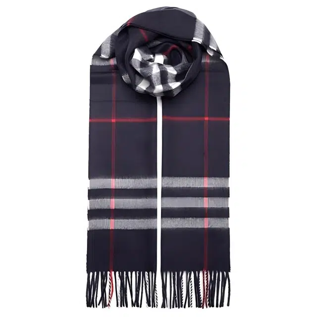 Burberry Cashmere Scarf Navy Blue