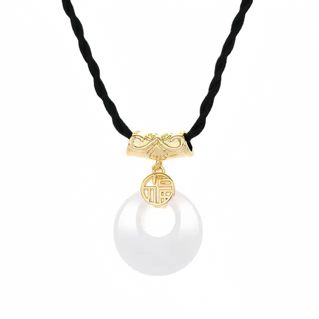 聆听花开 新中式新国风福字平安扣 复古国潮编织链祥云小众设计高级感文艺古风学院风平安喜乐【一物一证】 玉髓 项链 女款