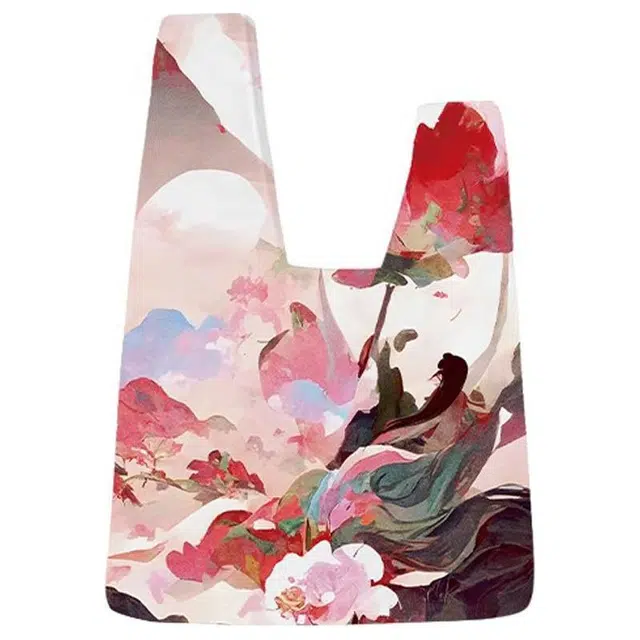 奥松 家用家居青橄榄巧便携国风 绒面科技布 手提包 男女同款情侣款 红色