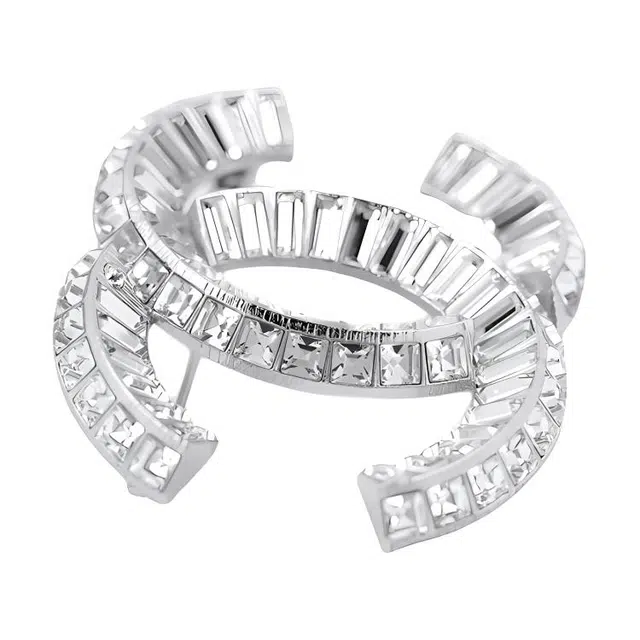 Chanel Classic Double C Brooch Silver