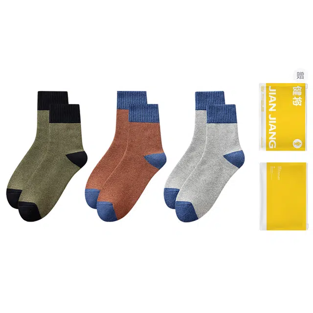 健将 袜子男士抑菌新疆长绒棉防臭保暖纯棉加厚毛圈袜吸汗中筒袜 男款 礼袋组合装