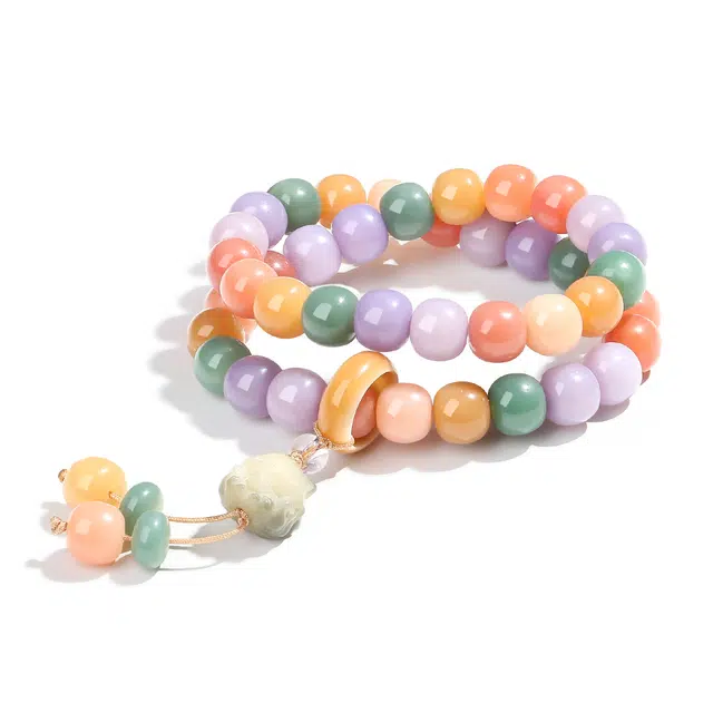 普陀山文创 已过香 新中式招财纳福猫爪双圈多宝手持转运珠佛珠念珠#好运 菩提根 手串 女款