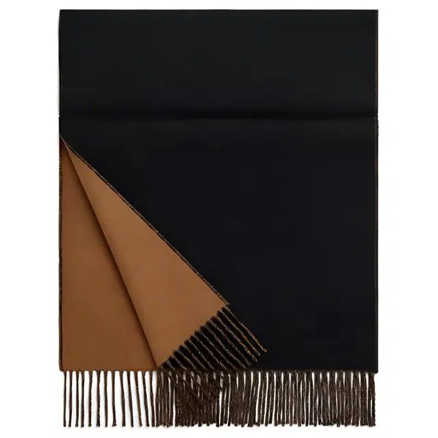 Hermes Reversible Cashmere Scarf Black Brown