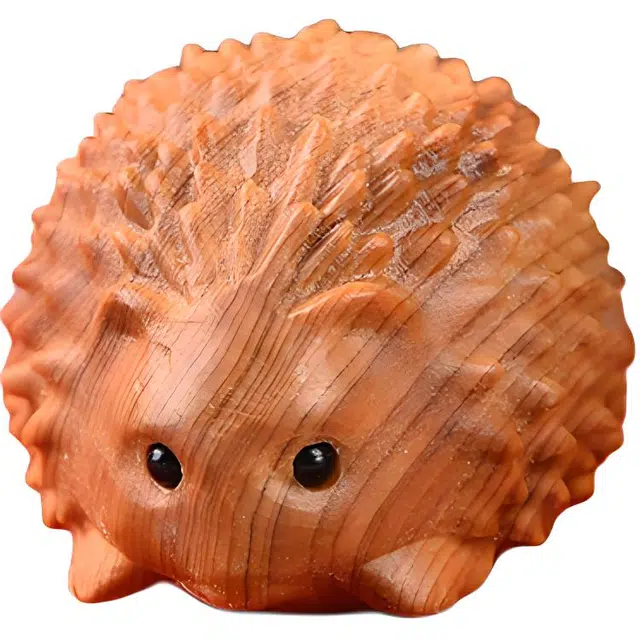 天纵 雕刻创意可爱小刺猬随身盘玩治愈系减压款工艺品 崖柏 木作把件 男女同款情侣款